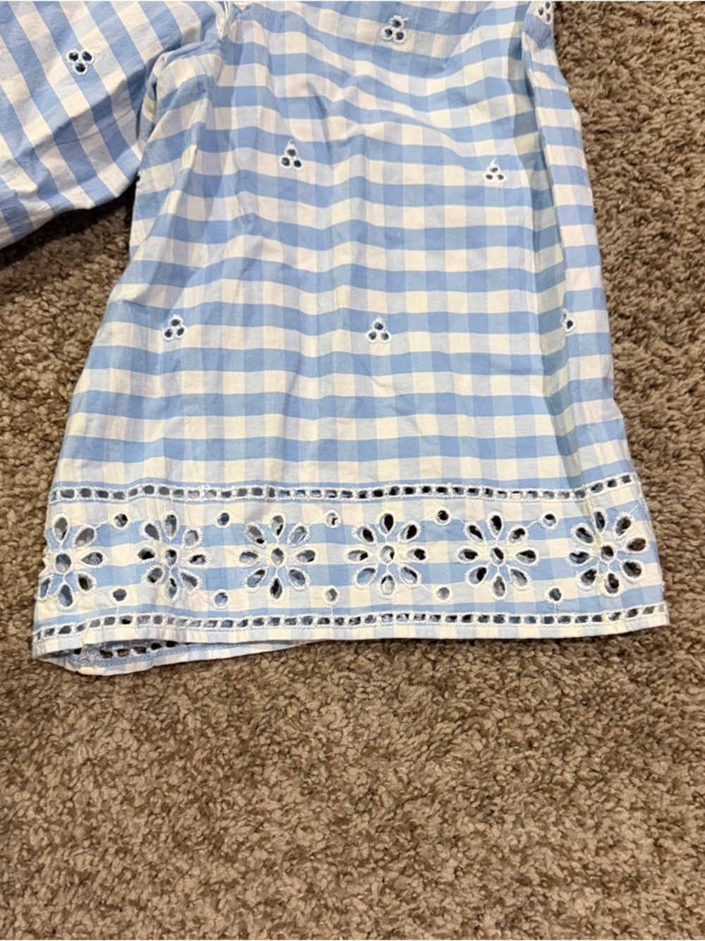 crown & ivy Light Blue Gingham Eyelet Blouse - Picture 5 of 8